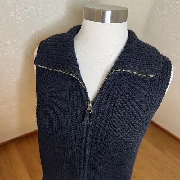 Isabella Bird Knit Vest Size Medium Black‎ Cotton Angora Double Zip Collar Y2k - Picture 5 of 9